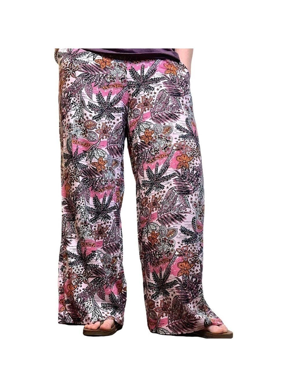 Ellos Wide Leg Palazzo Pants Pink Floral NWT size 12